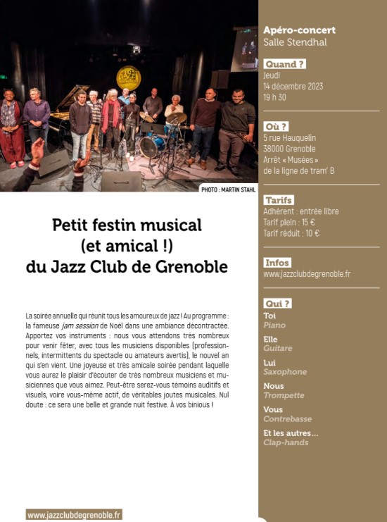 Petit festin musical (et amical !) du Jazz Club de Grenoble